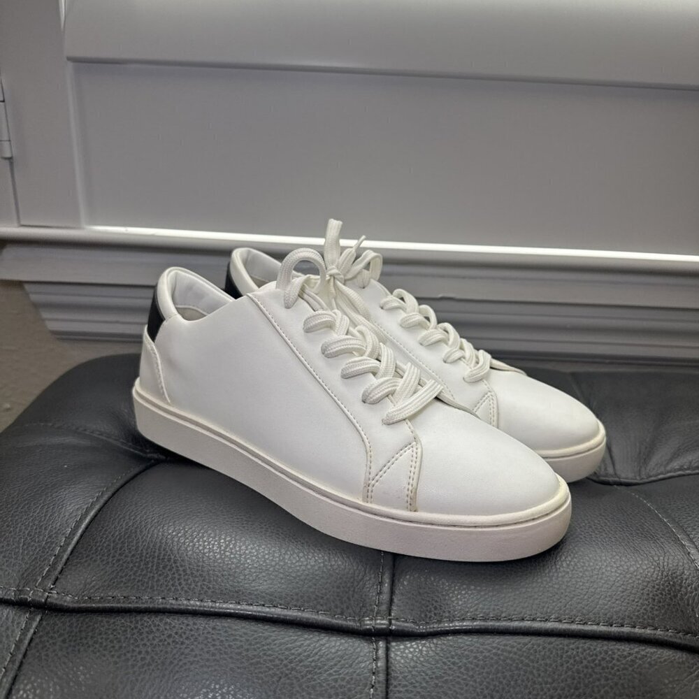 Thousand Fell Lace Up Vegan Leather Sneakers, Women's 7 (White/Black)